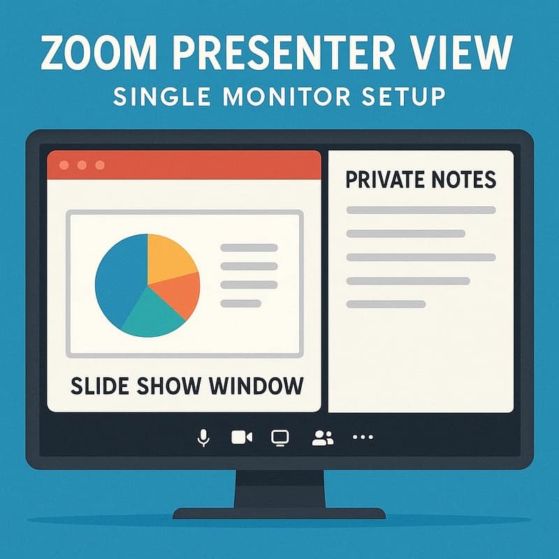 Zoom Presenter View single monitor: private notes, slides