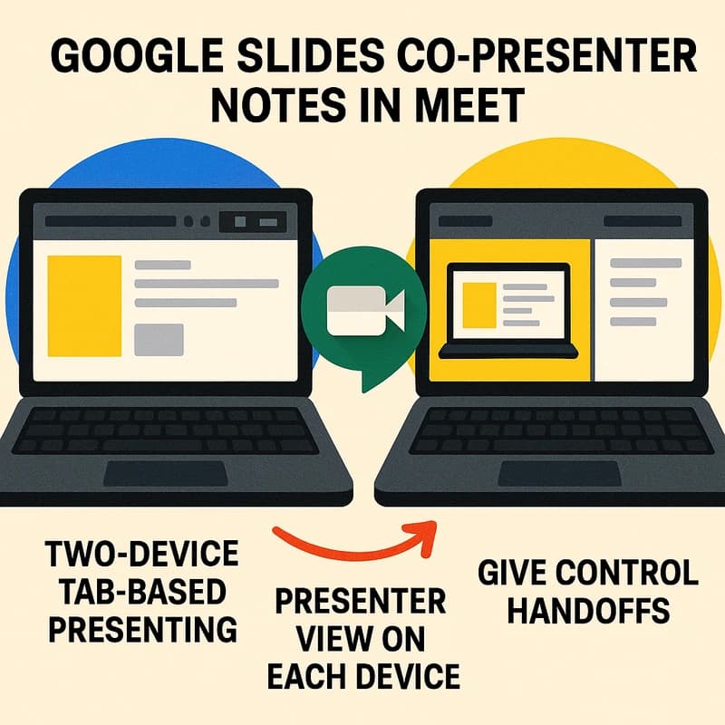 Σημειώσεις συν-παρουσιαστή Google Slides στο Meet: μεταβίβαση με δύο συσκευές