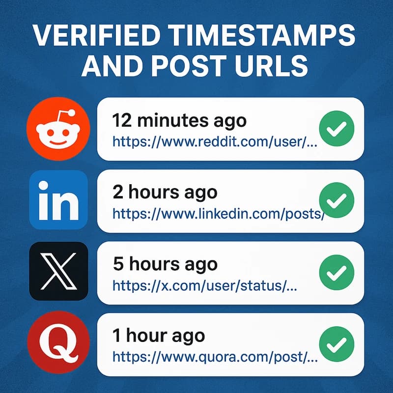 ตรวจสอบโพสต์โซเชียลมีเดียล่าสุด: หลักฐานข้ามแพลตฟอร์มอย่างรวดเร็ว