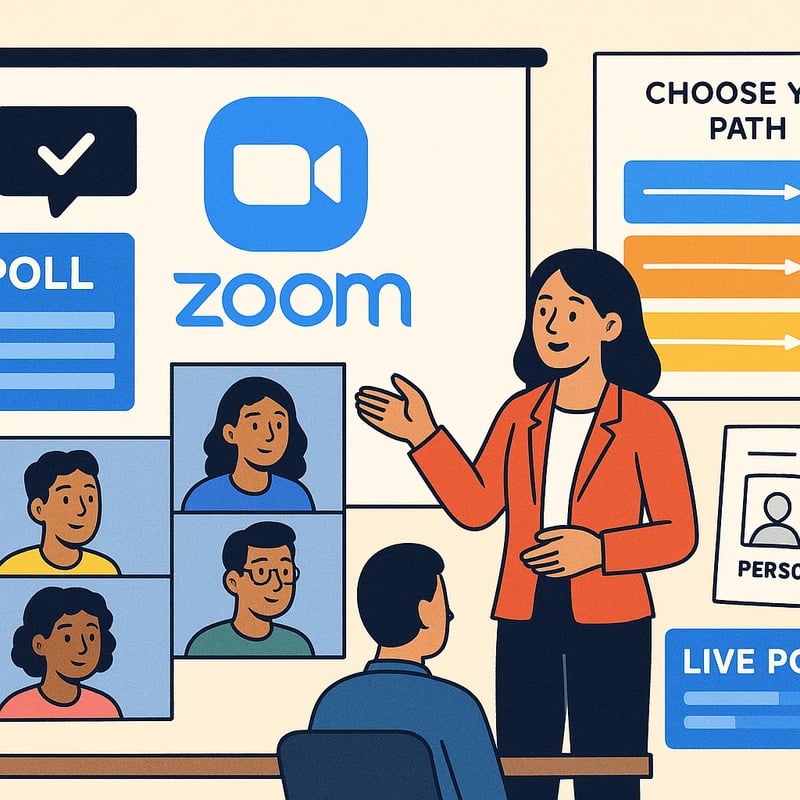 عرض تدريب أداة Zoom: مسارات قائمة على الشخصيات