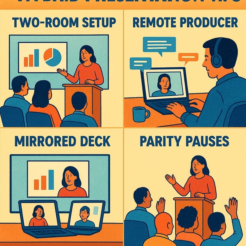 Consejos de presentaciones híbridas: domina las reuniones en dos salas