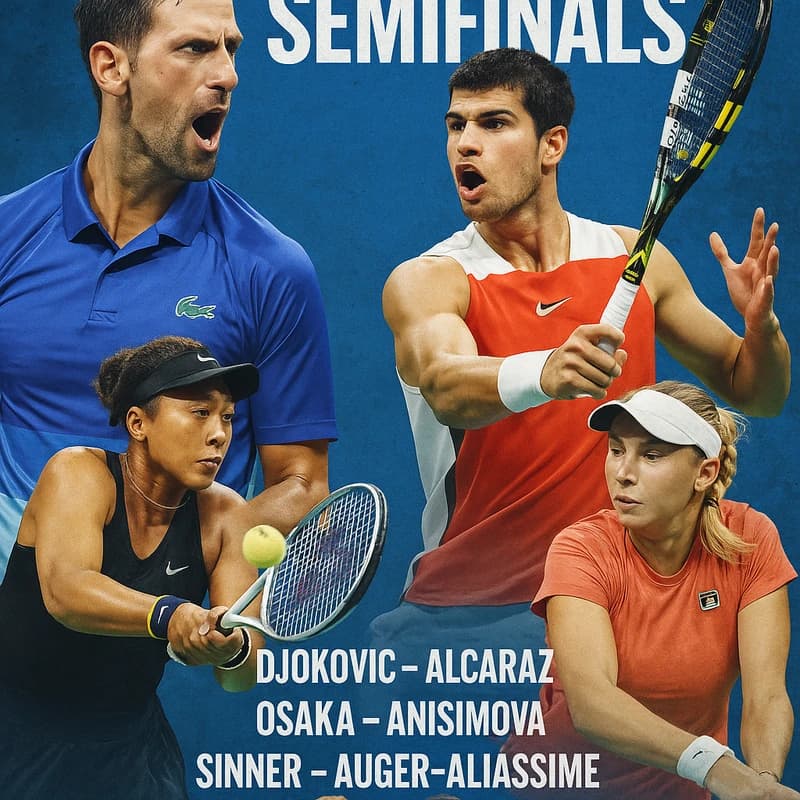 Полуфиналы US Open: дуэль Джокович-Алькарас и схватка звёзд